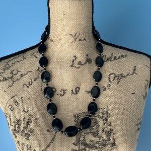 Vintage black acrylic beaded necklace 24”